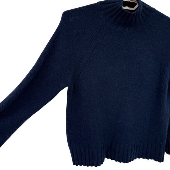 Skull Cashmere 100% Cashmere Sweater Navy Mock Neck Boxy Raglan M Oversized - Picture 3 of 6